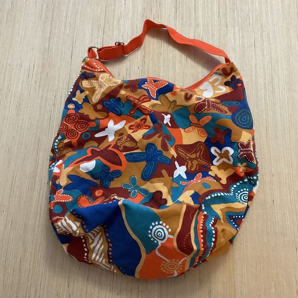 Jijaka Kangaroo Aboriginal Dot Art Shoulder Bag Sound of Joy Multi Color Orange - Picture 2 of 9